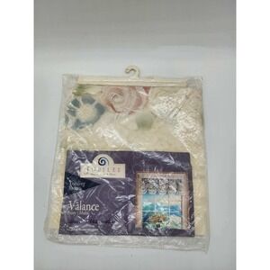 Jubilee Trailing Roses Lace Window Valance Ivory Multi Floral 56x16 Made in USA